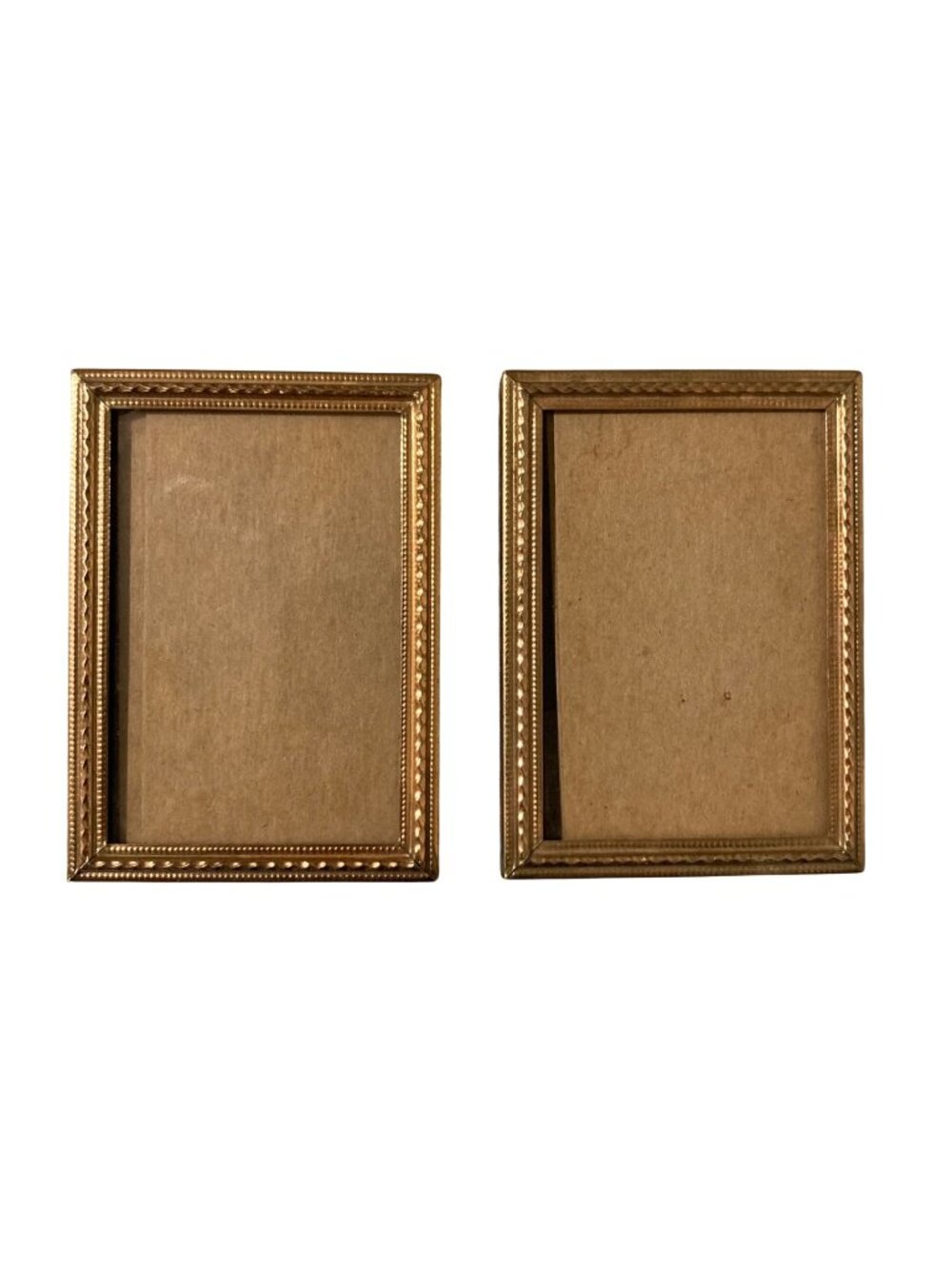 Set of 2 Mid Century Miniature Gold Tone Picture Frames